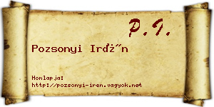 Pozsonyi Irén névjegykártya