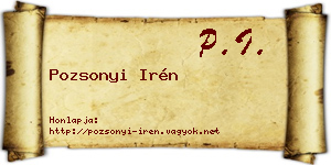 Pozsonyi Irén névjegykártya